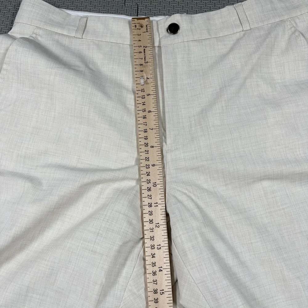 State & Liberty Dress Pants Men 37x32* Heather Cream Athletic Fit Stretch Suit